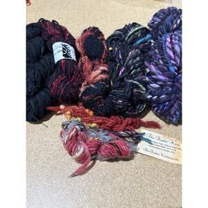 5 Skein Lot Handspun Yarn Mix The Scarlet Wood, Vamp’s Glam, Etc Mixed Fibers